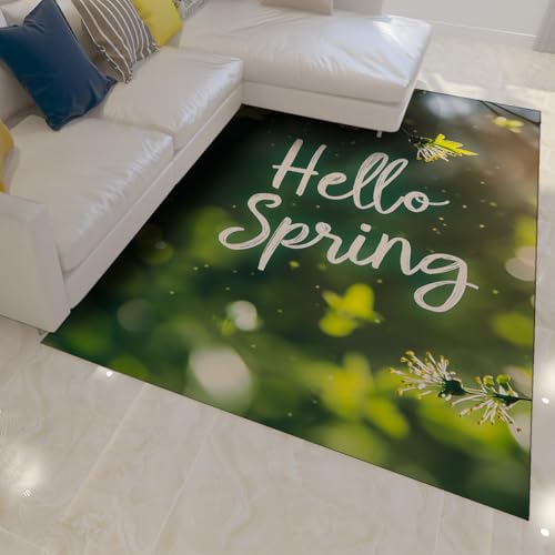 HOBBOY Moderner grüner Teppich 120 x 150 cm erfrischende Frühlingsblumen und Pflanzen Muster niedrigflorige Fußmatten für Wohnzimmer Schlafzimmer Büro Eingang waschbar HOBBOY Moderner grüner Teppich 120 x 150 cm erfrischende Frühlingsblumen und Pflanzen Muster niedrigflorige Fußmatten für Wohnzimmer Schlafzimmer Büro Eingang waschbar von HOBBOY