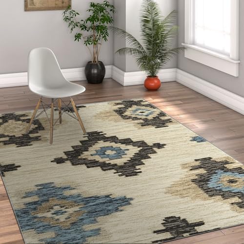 HOBBOY Nostalgische traditionelle Teppiche Boho-Stil geometrisches Muster waschbar weicher Faltbarer dünner Teppich für Wohn-Esszimmer-Schlafzimmer 80 x 120 cm von HOBBOY