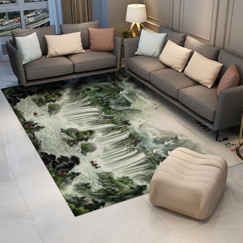 HOBBOY Orientalischer Stil Teppiche 100 x 200 cm - Chinesische Tusche Malerei Sonnenuntergang Wasserfall Landschaft Druck Dünner Teppich für Wohnzimmer Büro HOBBOY Orientalischer Stil Teppiche 100 x 200 cm - Chinesische Tusche Malerei Sonnenuntergang Wasserfall Landschaft Druck Dünner Teppich für Wohnzimmer Büro von HOBBOY