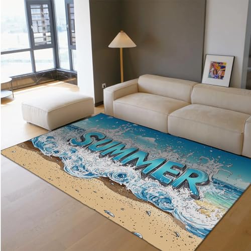 HOBBOY Pop Style Dünner Teppich Tropischer Strand Ozean Wellendruck rutschfeste Teppiche für Wohnzimmer Schlafzimmer Badezimmer Spielzimmer Eingang Waschbar 180 x 210 cm HOBBOY Pop Style Dünner Teppich Tropischer Strand Ozean Wellendruck rutschfeste Teppiche für Wohnzimmer Schlafzimmer Badezimmer Spielzimmer Eingang Waschbar 180 x 210 cm von HOBBOY