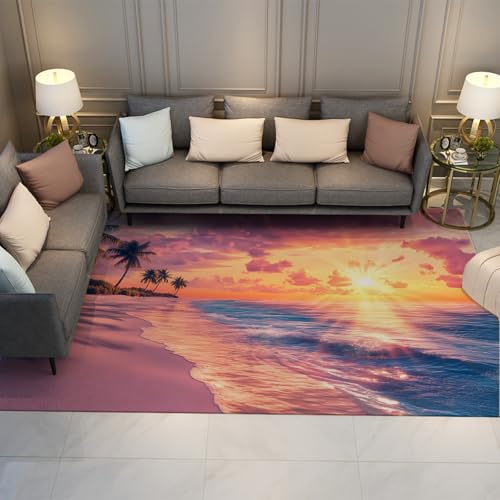 HOBBOY Romantik Strand Bereich Teppich Traumhaft Sonnenuntergang Tropische Palmen Druck Dünne Fußmatten Für Wohnzimmer Schlafzimmer Terrasse rutschfest Waschbar 90 x 150 cm HOBBOY Romantik Strand Bereich Teppich Traumhaft Sonnenuntergang Tropische Palmen Druck Dünne Fußmatten Für Wohnzimmer Schlafzimmer Terrasse rutschfest Waschbar 90 x 150 cm von HOBBOY