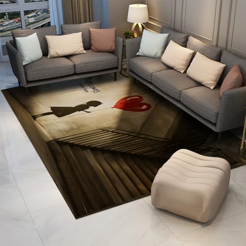 HOBBOY Rotes Herz Ballon Bereich Teppiche Vintage Treppe Kleines Mädchen Es gibt Immer Hoffnung Graffiti Dünner Teppich für Schlafzimmer Wohnzimmer Eingang 150 x 240 cm HOBBOY Rotes Herz Ballon Bereich Teppiche Vintage Treppe Kleines Mädchen Es gibt Immer Hoffnung Graffiti Dünner Teppich für Schlafzimmer Wohnzimmer Eingang 150 x 240 cm von HOBBOY