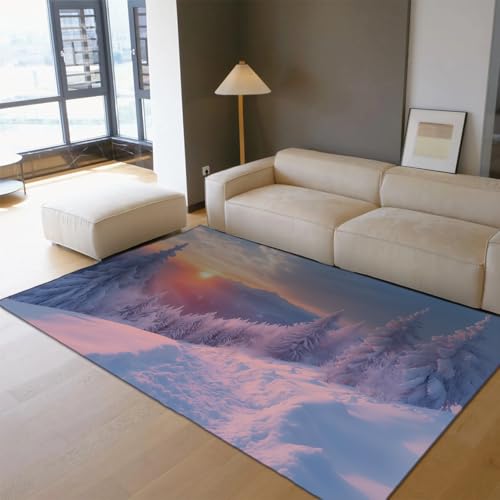HOBBOY Sonnenuntergang Boden Teppich Winter verschneit Landschaft weiß Kiefer Wald Muster dünner Innenteppich waschbar für Wohnzimmer Schlafzimmer Eingang 80 x 150 cm HOBBOY Sonnenuntergang Boden Teppich Winter verschneit Landschaft weiß Kiefer Wald Muster dünner Innenteppich waschbar für Wohnzimmer Schlafzimmer Eingang 80 x 150 cm von HOBBOY