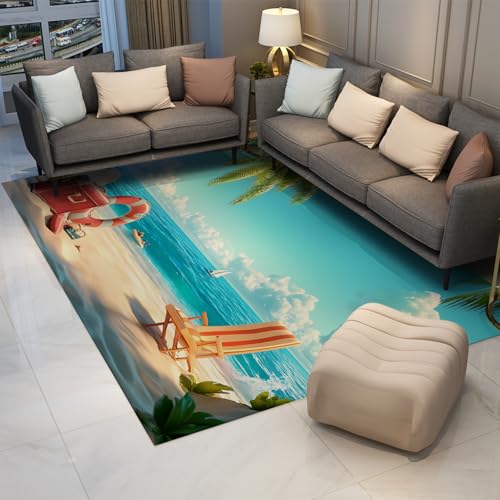 HOBBOY Strandstil Bereich Teppiche Tropische Küste Palme Design Waschbarer weicher Rutschfester niedriger Florteppich für Wohnzimmer Schlafzimmer Büro 80 x 150 cm HOBBOY Strandstil Bereich Teppiche Tropische Küste Palme Design Waschbarer weicher Rutschfester niedriger Florteppich für Wohnzimmer Schlafzimmer Büro 80 x 150 cm von HOBBOY