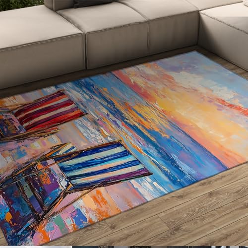 HOBBOY Teppiche im Küstenstil 180 x 210 cm Strandkorb Sunset Landscape Throw Teppich Waschbar Weich Dünn Wohnzimmereingang Entspannender Raum HOBBOY Teppiche im Küstenstil 180 x 210 cm Strandkorb Sunset Landscape Throw Teppich Waschbar Weich Dünn Wohnzimmereingang Entspannender Raum von HOBBOY