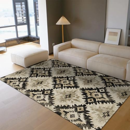 HOBBOY Traditionelle Schwarze Teppiche Boho-Stil geometrisches Muster waschbar weicher Faltbarer dünner Teppich für Esszimmer Schlafzimmer Büro Küche 160 x 200 cm HOBBOY Traditionelle Schwarze Teppiche Boho-Stil geometrisches Muster waschbar weicher Faltbarer dünner Teppich für Esszimmer Schlafzimmer Büro Küche 160 x 200 cm von HOBBOY