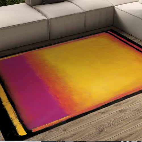 HOBBOY Tragbarer Flächenteppich Minimalistischer ästhetischer Farbverlauf Farbblockdruck Gemütliche niedrigflorige Fußmatten zum Lesen Arbeitszimmer Büro Küche 210 x 240 cm von HOBBOY