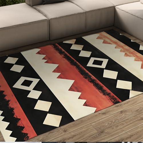 HOBBOY Tribal Style 120 x 150 cm Flächenteppich Abstrakte geometrische Streifen Muster waschbar gemütliche niedrigflorige Fußmatten für Schlafzimmer Wohnzimmer HOBBOY Tribal Style 120 x 150 cm Flächenteppich Abstrakte geometrische Streifen Muster waschbar gemütliche niedrigflorige Fußmatten für Schlafzimmer Wohnzimmer von HOBBOY