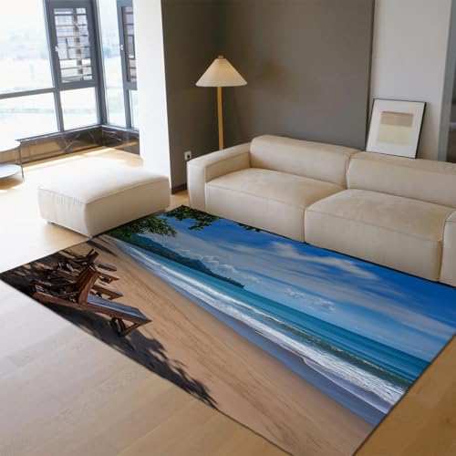 HOBBOY Urlaubsstil Bodenteppich Küste Strand Bequeme Liegestühle Muster Niederflor Innenteppich Waschbar für Wohnzimmer Schlafzimmer 140 x 180 cm HOBBOY Urlaubsstil Bodenteppich Küste Strand Bequeme Liegestühle Muster Niederflor Innenteppich Waschbar für Wohnzimmer Schlafzimmer 140 x 180 cm von HOBBOY