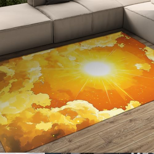 HOBBOY Vibrant Orange Area Teppiche Dreamy Sunrise Orange Sunlight Cloudscape Print Gemütlicher dünner Teppich für das Wohnzimmer Gästezimmer rutschfest waschbar 150 x 240 cm HOBBOY Vibrant Orange Area Teppiche Dreamy Sunrise Orange Sunlight Cloudscape Print Gemütlicher dünner Teppich für das Wohnzimmer Gästezimmer rutschfest waschbar 150 x 240 cm von HOBBOY
