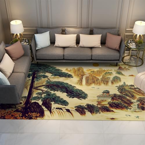 HOBBOY Vintage Oriental Area Teppiche 120 x 160 cm Chinesische Landschaft niedrigfloriger waschbarer weicher Innenteppich für Wohnzimmer Schlafzimmer Moderne Wohnkultur HOBBOY Vintage Oriental Area Teppiche 120 x 160 cm Chinesische Landschaft niedrigfloriger waschbarer weicher Innenteppich für Wohnzimmer Schlafzimmer Moderne Wohnkultur von HOBBOY