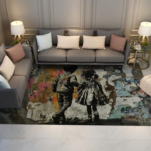HOBBOY Vintage Street Art Teppiche Junge und Mädchen Urban Wall Art Graffiti Druck Teppich für Wohnzimmer Schlafzimmer rutschfeste dünne Bodenmatte 80 x 150 cm HOBBOY Vintage Street Art Teppiche Junge und Mädchen Urban Wall Art Graffiti Druck Teppich für Wohnzimmer Schlafzimmer rutschfeste dünne Bodenmatte 80 x 150 cm von HOBBOY