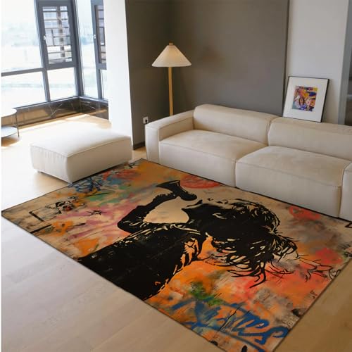 HOBBOY Waschbare Teppiche Moderner Graffiti-Stil Niedliches kleines Mädchen Singendes Muster Großer Teppich für Kinderzimmer Schlafzimmer rutschfeste dünne Bodenmatte 240 x 300 cm HOBBOY Waschbare Teppiche Moderner Graffiti-Stil Niedliches kleines Mädchen Singendes Muster Großer Teppich für Kinderzimmer Schlafzimmer rutschfeste dünne Bodenmatte 240 x 300 cm von HOBBOY