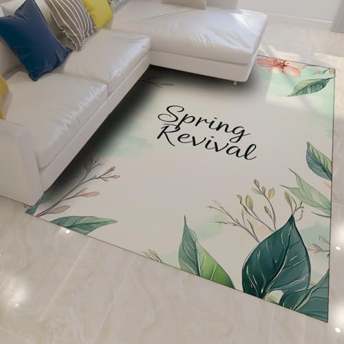 HOBBOY Willkommen Frühling Große Teppiche Aquarell Stil Botanisch Blumenmuster Niederflor Boden Teppich für Schlafzimmer Wohnzimmer Sofa Terrasse 120 x 170 cm HOBBOY Willkommen Frühling Große Teppiche Aquarell Stil Botanisch Blumenmuster Niederflor Boden Teppich für Schlafzimmer Wohnzimmer Sofa Terrasse 120 x 170 cm von HOBBOY