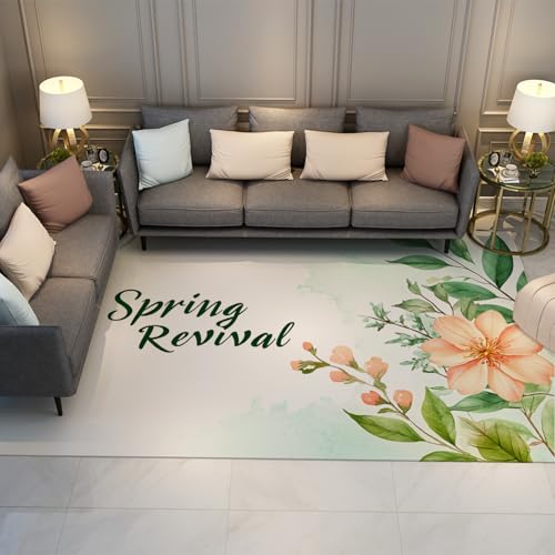 HOBBOY Willkommen Frühling Große Teppiche Schöne botanische Blumenblattmuster Niederflor Bodenteppich für Schlafzimmer Wohnzimmer Sofa Eingang 100 x 150 cm HOBBOY Willkommen Frühling Große Teppiche Schöne botanische Blumenblattmuster Niederflor Bodenteppich für Schlafzimmer Wohnzimmer Sofa Eingang 100 x 150 cm von HOBBOY