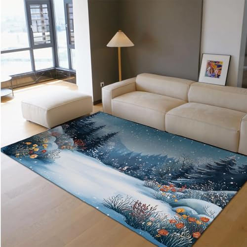 HOBBOY Winter Wonderland Teppich Schneebedeckter Wald & Wildblumen Druck Dünne waschbare Teppiche für Wohnzimmer Nachttisch Spielzimmer Eingangstür Matte 140 x 200 cm HOBBOY Winter Wonderland Teppich Schneebedeckter Wald & Wildblumen Druck Dünne waschbare Teppiche für Wohnzimmer Nachttisch Spielzimmer Eingangstür Matte 140 x 200 cm von HOBBOY