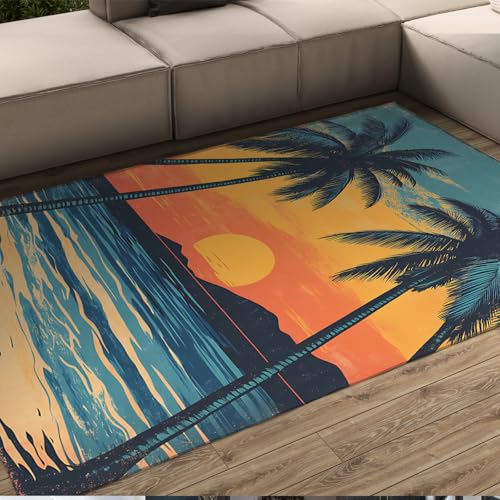 Hawaii Style Teppich 180 x 210 cm Tropical Beach Palme Sunset Sunset Landschaft Waschbar Weiche Dünne Fußmatten für Wohnzimmer Schlafzimmer Villa Hawaii Style Teppich 180 x 210 cm Tropical Beach Palme Sunset Sunset Landschaft Waschbar Weiche Dünne Fußmatten für Wohnzimmer Schlafzimmer Villa von HOBBOY