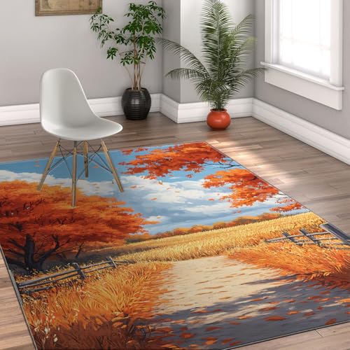 Herbst Landschaft Boden Teppich ahornbäume und weizenfelder pfad Druck dünner innenteppich waschbar tragbar für Wohnzimmer küche 120 x 160 cm Herbst Landschaft Boden Teppich ahornbäume und weizenfelder pfad Druck dünner innenteppich waschbar tragbar für Wohnzimmer küche 120 x 160 cm von HOBBOY