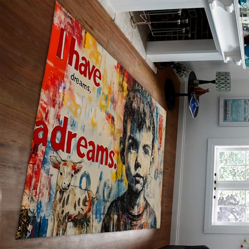Hip Hop Stil Bereich Teppiche Bunte Graffiti Street Art Ich Habe einen Traum süßer Junge & Kuh Print dünner Teppich für Wohnzimmer Schlafzimmer 180 x 270 cm von HOBBOY