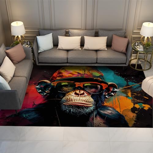 Hippie-Stil Bereich Teppich Monkey Muster Boden Teppich für Schlafzimmer Wohnzimmer Hip Hop Graffiti Indoor Türmatten für den Eingangsbereich 120 x 160 cm Hippie-Stil Bereich Teppich Monkey Muster Boden Teppich für Schlafzimmer Wohnzimmer Hip Hop Graffiti Indoor Türmatten für den Eingangsbereich 120 x 160 cm von HOBBOY