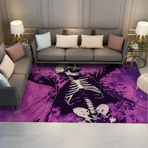 Hippie Style Bereich Teppiche Lila und Schwarz Aquarell Graffiti Gothic Schädel Skelett Muster Dünner Teppich für Wohnzimmer Schlafsaal 50 x 80 cm Hippie Style Bereich Teppiche Lila und Schwarz Aquarell Graffiti Gothic Schädel Skelett Muster Dünner Teppich für Wohnzimmer Schlafsaal 50 x 80 cm von HOBBOY