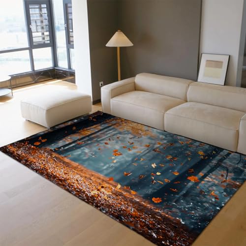 Indoor Outdoor Bereich Teppiche 80 x 120 cm Herbst Wald fallende Blätter Muster Niederflor Teppich waschbar für Wohnzimmer Schlafzimmer Büro Eingang Indoor Outdoor Bereich Teppiche 80 x 120 cm Herbst Wald fallende Blätter Muster Niederflor Teppich waschbar für Wohnzimmer Schlafzimmer Büro Eingang von HOBBOY
