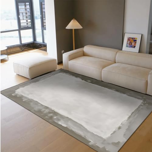 Indoor Outdoor Teppiche rutschfest dünn waschbar grau und weiß Farbfelddruck Bodenmatte für Waschküche Flur Runner Home Decor 180 x 270 cm von HOBBOY