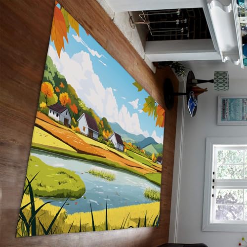 Land Bauernhaus Teppiche Herbst Ernte Feld Landschaft Boden Teppich für Esszimmer Küche Sofa rutschfeste dünne Haustürmatte 120 x 150 cm Land Bauernhaus Teppiche Herbst Ernte Feld Landschaft Boden Teppich für Esszimmer Küche Sofa rutschfeste dünne Haustürmatte 120 x 150 cm von HOBBOY