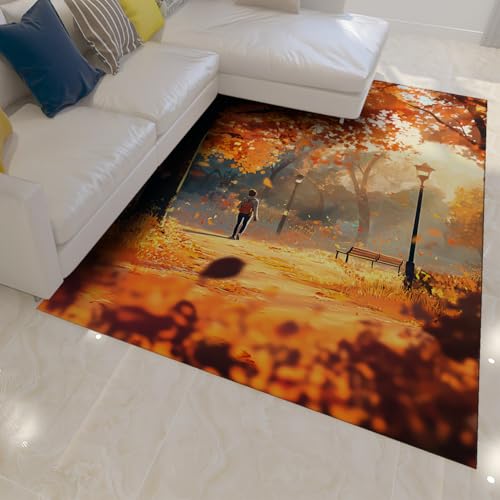 Lebendiger Herbst Bereich Teppich 120 x 160 cm Sunshine Park Wald Pfad Junges Mädchen Druck Low Flor Fußmatten für Wohnzimmer Schlafzimmer Waschbar Tragbar Lebendiger Herbst Bereich Teppich 120 x 160 cm Sunshine Park Wald Pfad Junges Mädchen Druck Low Flor Fußmatten für Wohnzimmer Schlafzimmer Waschbar Tragbar von HOBBOY