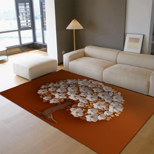 Moderner Blumenteppich Weiß Blossom Design Waschbarer weicher Rutschfester Teppich mit niedrigem Flor für Wohnzimmer Schlafzimmer Chic Home Decor 180 x 270 cm Moderner Blumenteppich Weiß Blossom Design Waschbarer weicher Rutschfester Teppich mit niedrigem Flor für Wohnzimmer Schlafzimmer Chic Home Decor 180 x 270 cm von HOBBOY