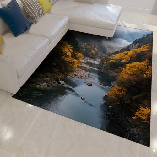 Outdoor Themenbereich Teppiche Herbst Berg Tal Fluss Landschaft Dünner Boden Teppich für Wohnzimmer Schlafzimmer Flur Spielzimmer Balkon 210 x 240 cm Outdoor Themenbereich Teppiche Herbst Berg Tal Fluss Landschaft Dünner Boden Teppich für Wohnzimmer Schlafzimmer Flur Spielzimmer Balkon 210 x 240 cm von HOBBOY