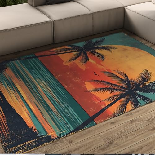 Shabby Chic Bereich Teppiche Küstenstil Sonnenuntergang Strand Palme Print Dünner Teppich für Wohnzimmer Schlafzimmer Badezimmer rutschfest waschbar 160 x 200 cm Shabby Chic Bereich Teppiche Küstenstil Sonnenuntergang Strand Palme Print Dünner Teppich für Wohnzimmer Schlafzimmer Badezimmer rutschfest waschbar 160 x 200 cm von HOBBOY