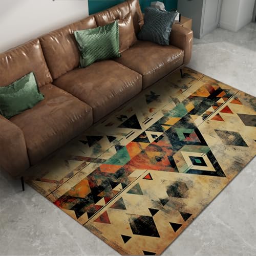 Shabby Chic Teppich Tribal Style Abstraktes geometrisches Muster Waschbar Weich faltbar Dünner Teppich für Küche Schlafzimmer Wohnzimmer 100 x 200 cm von HOBBOY