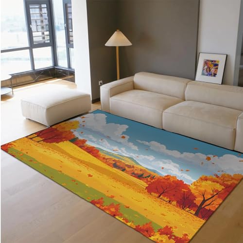 Urlaubsstil Bereich Teppich 210 x 240 cm Herbst Wildnis Bergwald Landschaftsdruck Dünner Boden Teppich für Büro Küche Waschküche Urlaubsstil Bereich Teppich 210 x 240 cm Herbst Wildnis Bergwald Landschaftsdruck Dünner Boden Teppich für Büro Küche Waschküche von HOBBOY