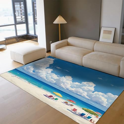 Urlaubsstil Teppiche Flauschige weiße Wolken Küste Strand Landschaft Druck rutschfeste Dünne Türmatte für Wohnzimmer Schlafzimmer Meer Haus 60 x 120 cm Urlaubsstil Teppiche Flauschige weiße Wolken Küste Strand Landschaft Druck rutschfeste Dünne Türmatte für Wohnzimmer Schlafzimmer Meer Haus 60 x 120 cm von HOBBOY