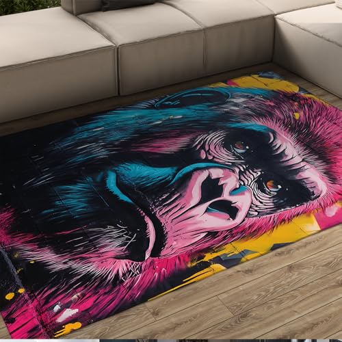 Waschbare Teppiche Hippie Style Colorful Monkey Modern Graffiti Art Teppich für Wohnzimmer Schlafzimmer Spielzimmer rutschfeste dünne Bodenmatte 210 x 240 cm Waschbare Teppiche Hippie Style Colorful Monkey Modern Graffiti Art Teppich für Wohnzimmer Schlafzimmer Spielzimmer rutschfeste dünne Bodenmatte 210 x 240 cm von HOBBOY