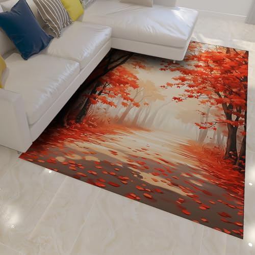 Weicher waschbarer Teppich 80 x 150 cm nebliger Wald Herbst roter Ahorn und gefallene Blätter Trail Print Dünner Teppich zum Lesen Arbeitszimmer Schlafsaal Nachttisch Weicher waschbarer Teppich 80 x 150 cm nebliger Wald Herbst roter Ahorn und gefallene Blätter Trail Print Dünner Teppich zum Lesen Arbeitszimmer Schlafsaal Nachttisch von HOBBOY