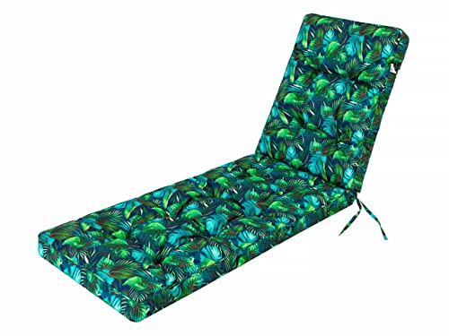 HOBBYGARDEN Auflagen für Deckchair, Liegenauflage, Gartenliege Auflage 201x55x8 cm Bequeme Polsterauflage für Sonnenliege, Liegestuhl, Kissen Blaues Blätter von HOBBYGARDEN