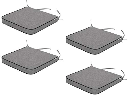 HOBBYGARDEN 4er Set Stuhlkissen/Sitzkissen 48x45 cm Sitzauflagen Polsterauflagen Outdoor/Indoor Außen/Innen Garten Freizeit Sommer - Antrazhit von HOBBYGARDEN