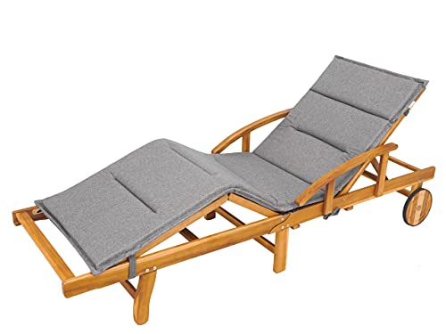 HOBBYGARDEN Auflagen für Deckchair, Kissen für Liegenauflage, Gartenliege Auflage, Polsterauflage für Sonnenliege, Produktabmessung: 185x56x4 cm, Graphit von HOBBYGARDEN