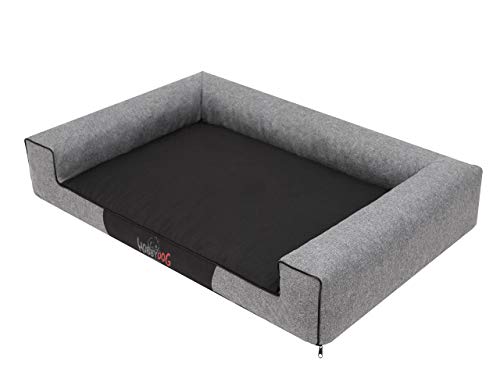 HOBBYGARDEN Haustierbett Hundeliegen Kissen Hundebett Liegen Hundekissen Bett Sofa Hundekorb Tierbett Hundesofa Hundematratze: Grau Ökoleinen, XL - 100 x 66 cm von HOBBYGARDEN