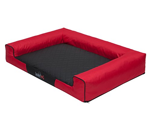 HOBBYGARDEN Haustierbett Hundeliegen Kissen Hundebett Liegen Hundekissen Bett Sofa Hundekorb Tierbett Hundesofa Hundematratze: Rot mit Schwarz Matratze, L - 80 x 55 cm von HOBBYGARDEN