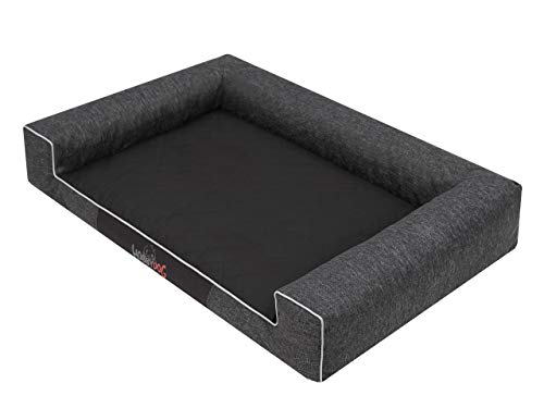 HOBBYGARDEN Haustierbett Hundeliegen Kissen Hundebett Liegen Hundekissen Bett Sofa Hundekorb Tierbett Hundesofa Hundematratze: Schwarz Ökoleinen, XL - 100 x 66 cm von HOBBYGARDEN