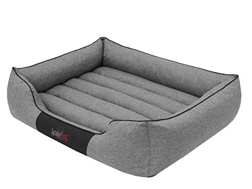 HOBBYGARDEN Haustierbett Hundeliegen Kissen Liegen Hundebett Rastplatz Hundekissen Bett Sofa Hundekorb Tierbett Hundesofa Matratze, XL - 85 x 65 cm Grau Ökoleinen von HOBBYGARDEN