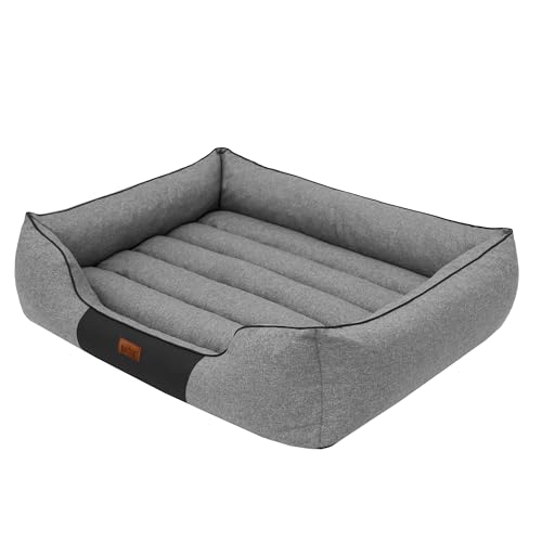 HOBBYGARDEN Haustierbett Hundeliegen Kissen Liegen Hundebett Rastplatz Hundekissen Bett Sofa Hundekorb Tierbett Hundesofa Matratze, XXL - 110 x 90 cm Grau Ökoleinen von HOBBYGARDEN