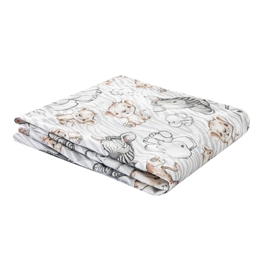 Spannbettlaken aus 100% Baumwolle mit Gummiband - Matratzenschoner - Oeko-Tex Zertifiziert - bequem und atmungsaktiv - leicht, weich und bequem - 60x120x6 cm - Muster Das Zebra und der Löwe von HOBBYGARDEN