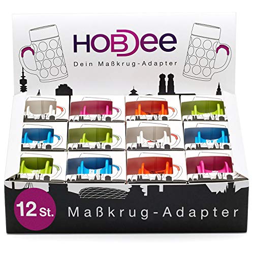 HOBDEE Maßkrug-Adapter I Glasmarkierer 12 Stück Display I Maß Haltehilfe I Wiesn Maßkrug Gadget I Accessoires I Bierkrug Marker & Helfer I Bierzelt & Festzelt Gimmick I Beer Mug Marking von HOBDEE