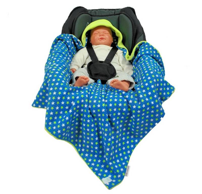 Einschlagdecke Einschlagdecke Sommer hellgrün/Sterne, HOBEA-Germany, für 3 Punkt Babyschale von HOBEA-Germany