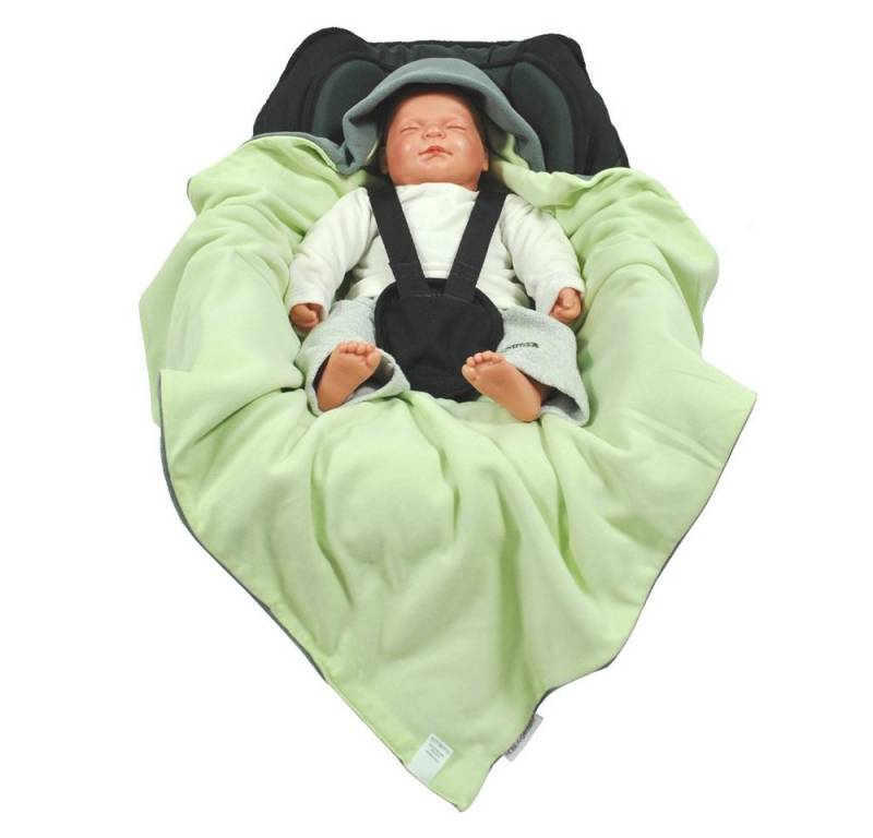Einschlagdecke Einschlagdecke Sommer grau/grün, HOBEA-Germany, für 3 Punkt Babyschale von HOBEA-Germany