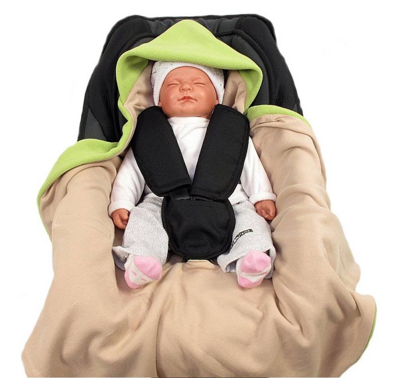 Einschlagdecke Einschlagdecke Sommer grün/beige, HOBEA-Germany, für 3 Punkt Babyschale von HOBEA-Germany